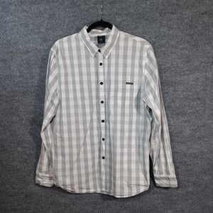 Oakley Woven Shirt Gray Plaid Cotton Regular Fit Casual Everyday Wear Button Up